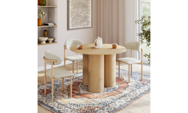 Table à manger ronde Olympia bois pieds pylône Ø110cm