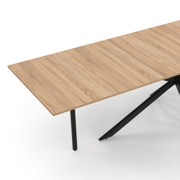 Table à manger extensible Spider plateau fin bois et noir 200-300cm