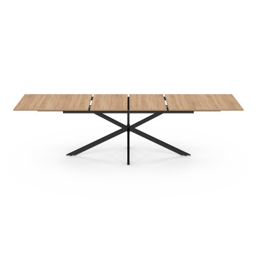 Table à manger extensible Spider plateau fin bois et noir 200-300cm
