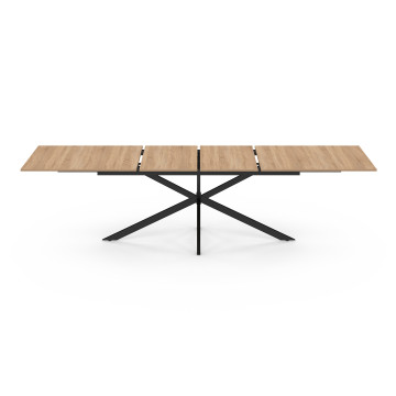 Table à manger extensible Spider plateau fin bois et noir 200-300cm