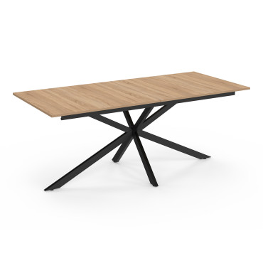 Table à manger extensible Spider plateau fin bois et noir 200-300cm