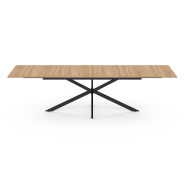 Table à manger extensible Spider plateau fin bois et noir 200-300cm