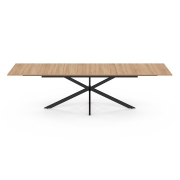 Table à manger extensible Spider plateau fin bois et noir 200-300cm