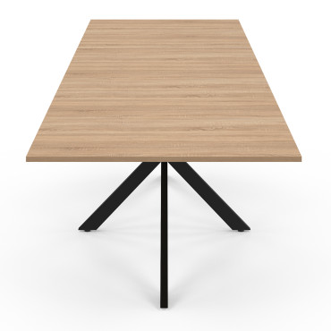 Table à manger extensible Spider plateau fin bois et noir 200-300cm