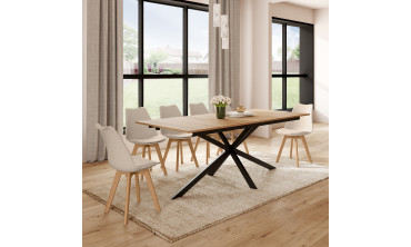 Table à manger extensible Spider plateau fin bois et noir 200-300cm
