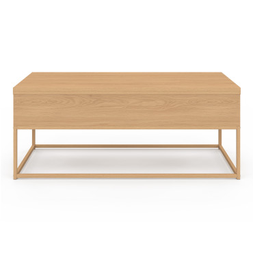 Table basse Memphis avec plateau relevable dépliant et pieds imitation bois