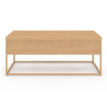 Table basse Memphis avec plateau relevable dépliant et pieds imitation bois
