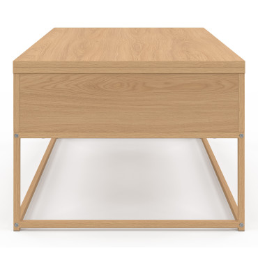 Table basse Memphis avec plateau relevable dépliant et pieds imitation bois