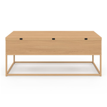 Table basse Memphis avec plateau relevable dépliant et pieds imitation bois