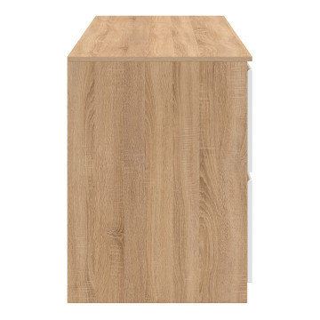 Meuble sous vasque suspendu Tom 4 tiroirs blanc et effet hêtre L120cm