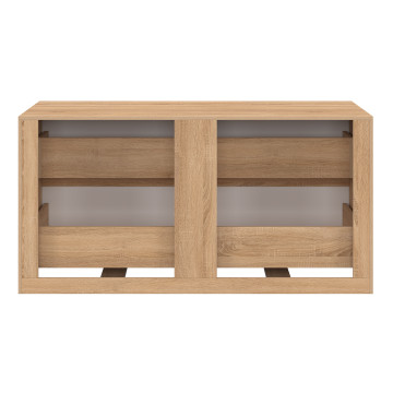 Meuble sous vasque suspendu Tom 4 tiroirs blanc et effet hêtre L120cm