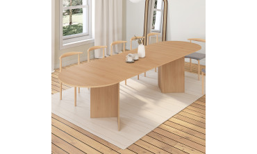 Table à manger extensible Gabin effet hêtre et pieds design 200-300cm