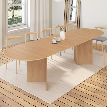 Table à manger extensible Gabin effet hêtre et pieds design 200-300cm