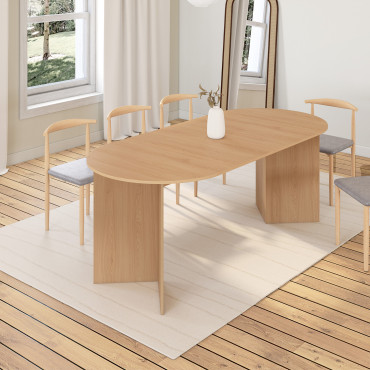 Table à manger extensible Gabin effet hêtre et pieds design 200-300cm