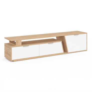 Meuble TV extensible Livona bois et blanc L180-270cm