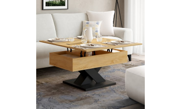 Table basse Alexia avec plateau relevable et dépliant