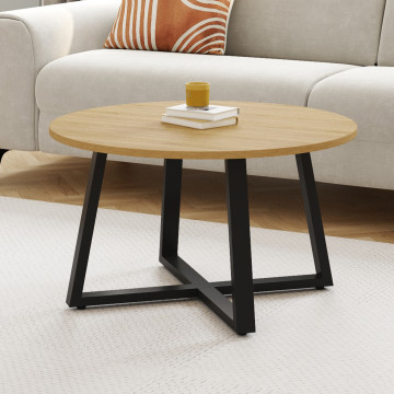 Table basse ronde Sana bois et noir Ø70cm