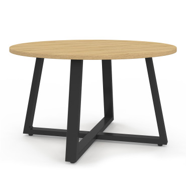 Table basse ronde Sana bois et noir Ø70cm