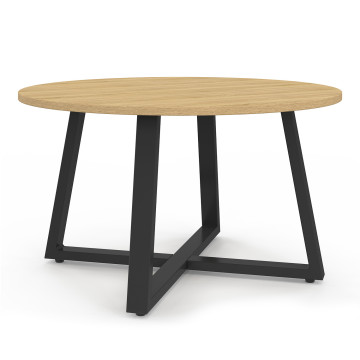Table basse ronde Sana bois et noir Ø70cm