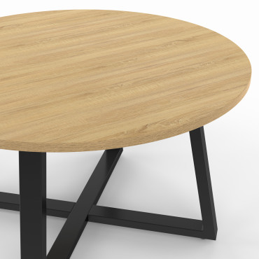 Table basse ronde Sana bois et noir Ø70cm