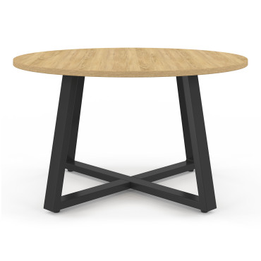 Table basse ronde Sana bois et noir Ø70cm