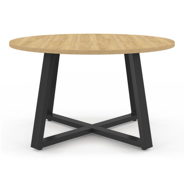 Table basse ronde Sana bois et noir Ø70cm