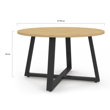 Table basse ronde Sana bois et noir Ø70cm