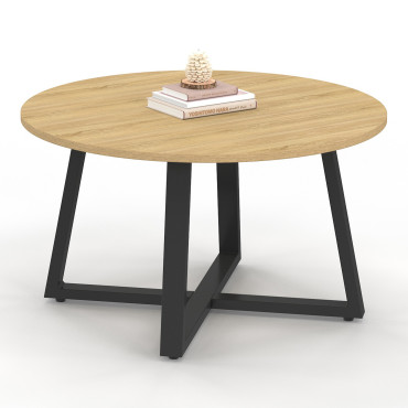 Table basse ronde Sana bois et noir Ø70cm