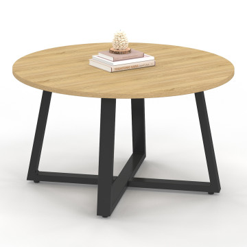 Table basse ronde Sana bois et noir Ø70cm