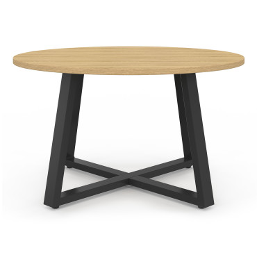Table basse ronde Sana bois et noir Ø70cm