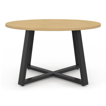 Table basse ronde Sana bois et noir Ø70cm