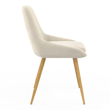 Chaises Olivia en velours crème et pieds bois - lot de 4