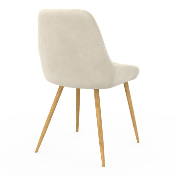Chaises Olivia en velours crème et pieds bois - lot de 4