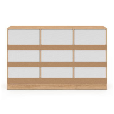 Commode Uma 9 tiroirs bois et blanc