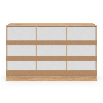 Commode Uma 9 tiroirs bois et blanc