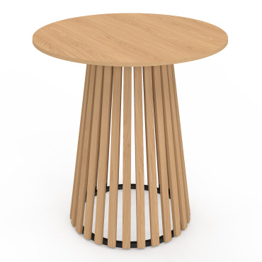 Table à manger ronde Camélia pied central lattes Ø80cm