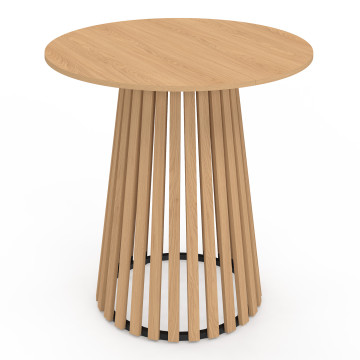 Table à manger ronde Camélia pied central lattes Ø80cm