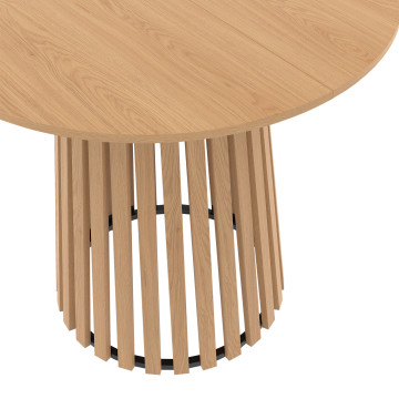 Table à manger ronde Camélia pied central lattes Ø80cm