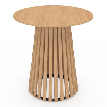 Table à manger ronde Camélia pied central lattes Ø80cm