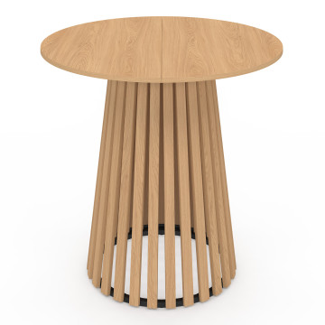 Table à manger ronde Camélia pied central lattes Ø80cm