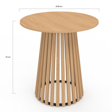 Table à manger ronde Camélia pied central lattes Ø80cm