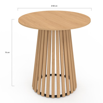 Table à manger ronde Camélia pied central lattes Ø80cm
