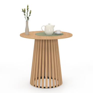 Table à manger ronde Camélia pied central lattes Ø80cm