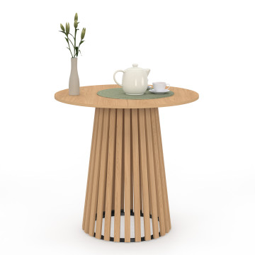 Table à manger ronde Camélia pied central lattes Ø80cm