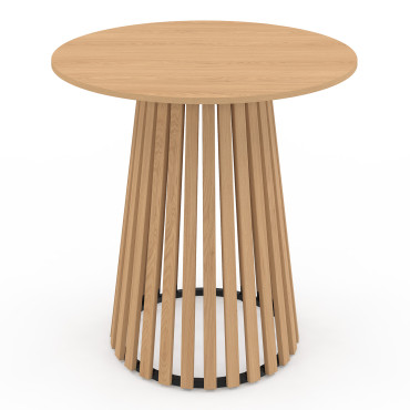 Table à manger ronde Camélia pied central lattes Ø80cm