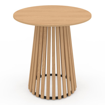 Table à manger ronde Camélia pied central lattes Ø80cm