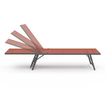 Transats inclinables Malaga 4 positions en textilène terracotta - lot de 2