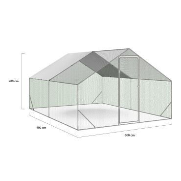 Enclos grillagé pour poules 12m² - 3x4m