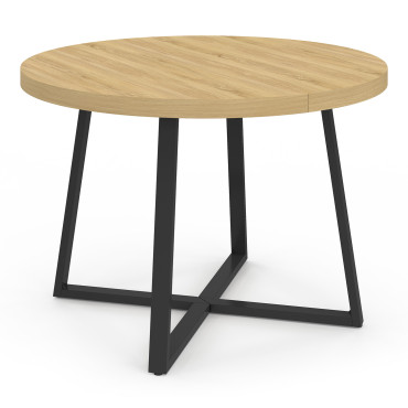 Table à manger ronde Sana bois et noir Ø110cm