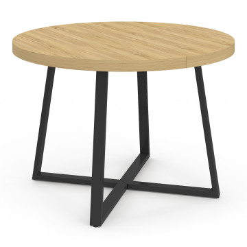 Table à manger ronde Sana bois et noir Ø110cm
